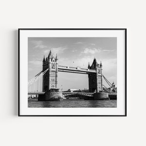 Black and white Tower Bridge of London photography print