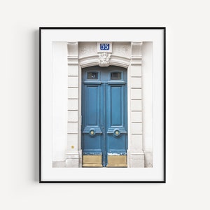 Paris Doorways, Blue Door Art Print, Paris Photography, Travel Wall Art, French Photography, Europe Travel Poster, Minimalist Large Wall Art image 1