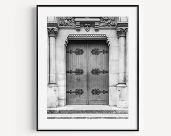 Black and White Paris Door Print, Parisian Doorways, Travel Photography, French Wall Decor, Minimalist Wall Art, Door Print for Gallery Wall