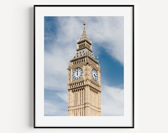 London Photography, Big Ben Clock Print, Europe Travel Poster, England Photography, Large Wall Art, Minimalist Wall Decor, Office Wall Decor