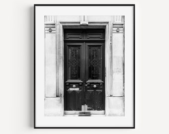 Black and White Paris Door Print, Parisian Doorways Travel Photography, French Wall Decor, Minimal Wall Art for Gallery Wall or Living Room