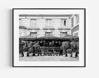 The Ivy Restaurant Covent Garden, Black and White London Photography, Travel Poster, London Gift, Large Wall Art, Modern Kitchen Wall Decor