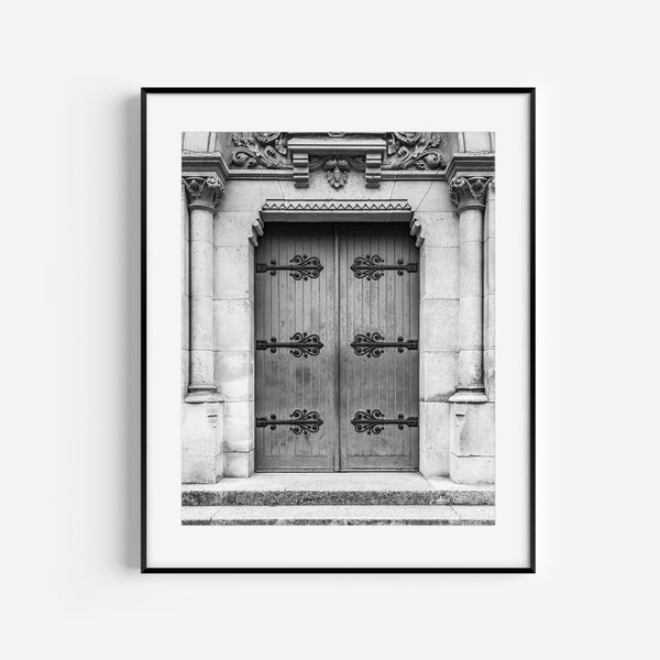 Black and White Paris Door Print, Parisian Doorways, Travel Photography, French Wall Decor, Minimalist Wall Art, Door Print for Gallery Wall