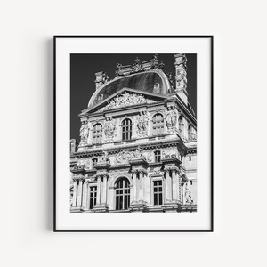 Black and white Louvre Museum Paris Photography Print
