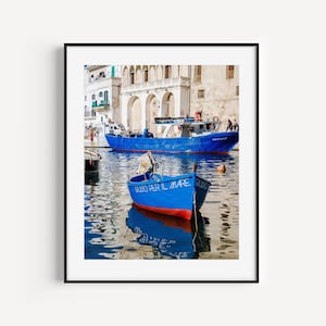 Monopoli Puglia Italy Photography, Boat Print, Nautical Wall Art, Mediterranean Travel Photography, Coastal Wall Decor for Beach House image 1