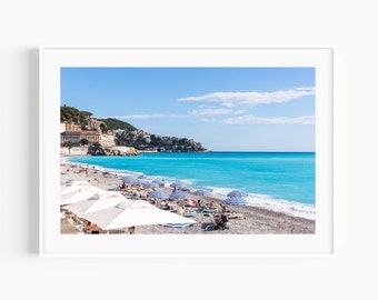 Beach Umbrella Print, French Riviera Beach Print, Nice France, Aerial Beach Print Umbrella, Cote D'Azur, Beach Photography, Beach Wall Decor