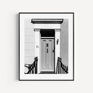 Black and white European doorway Notting Hill London photography print
