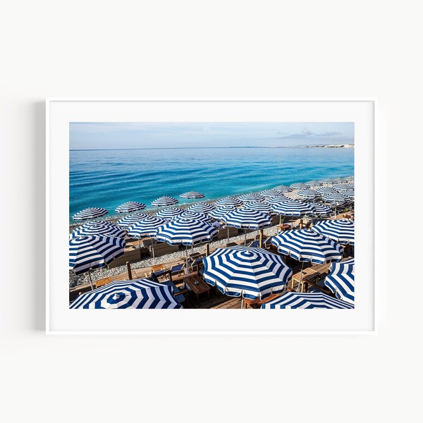 Beach Umbrella Print, French Riviera Poster, Nice France, Aerial Beach Print Umbrella Art, Cote D'Azur Beach Photography, Coastal Wall Decor