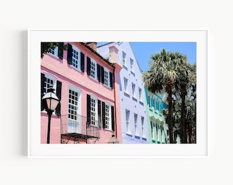 Rainbow Row, Charleston SC Photography, Charleston Battery Gift, South Carolina, Travel Photography, Colorful Wall Art for Living Room