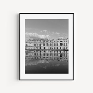 Tuinen van het paleis van Versailles, zwart-wit print van Versailles, Franse architectuurprint, Frans paleis, Parijs fotografieprint Glam Decor