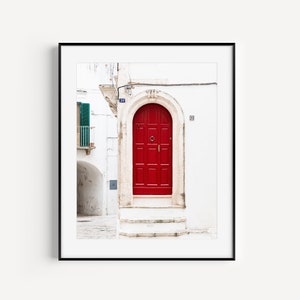 Red European Doorway photography print taken in Italy