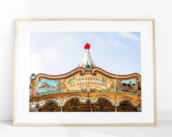 French Carousel Art Print, Carrousel la Belle Paris Photography, Merry-Go-Round, Children's Room Art, Carnival Ride Wall Decor for Nursery