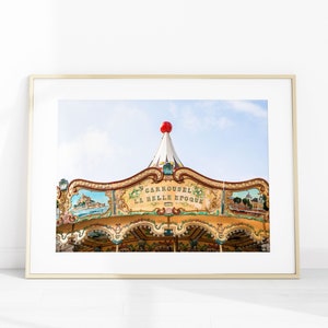 French Carousel Art Print, Carrousel la Belle Paris Photography, Merry-Go-Round, Children&#39;s Room Art, Carnival Ride Wall Decor for Nursery