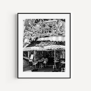 Paris Cafe La Favorite Saint Paul, Black and White Paris Travel Photography, French Restaurant Home Decor, Wall Decor for Kitchen Wall Art