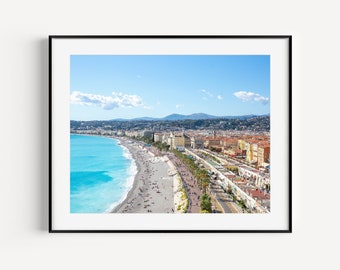 Cote d'Azur Photography, Nice France Travel Poster, French Riviera Print, Promenade des Anglais, Coastal Wall Art, French Coast, Beach Print