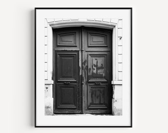 Door Art Print, Black and White Parisian Doors, Travel Photography, French Wall Decor, Europe Travel Poster, Minimalist Art for Gallery Wall