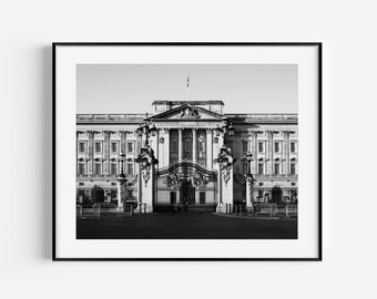 Buckingham Palace, Black and White London Photography, Travel Poster, England Print, British Wall Decor, Architecture Print, Large Wall Art