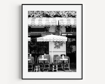 Black and White French Cafe La Favorite Saint Paul, Paris Street Art, Travel Photography, French Restaurant, Wall Decor for Kitchen Wall Art