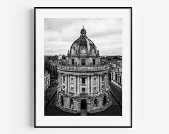 Radcliffe Camera Oxford University England, Black and White Travel Photography, Oxford Alumni Graduation Gift, Art for Office Wall Decor