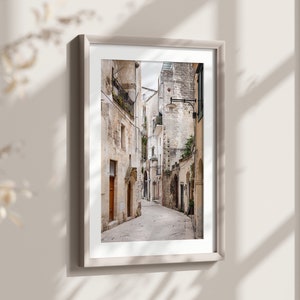 European Alleyway Print, Matera Italy Europe Travel Photography, Neutral Gallery Wall Art, Minimalist Wall Art for Living Room or Office