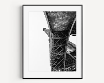 Eiffel Tower Architecture, Black and White Paris Photography, French Wall Decor, Paris Landscape, Travel Poster, Cityscape, Minimal Wall Art