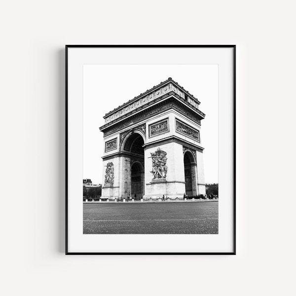 Black and White Arc de Triomphe, Paris GIft, Architecture Print, Travel Photography, French Decor, Paris Wall Art for Office or Living Room