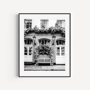 Black and White London Photography, Number Fifty Cheyne Walk, Chelsea London Restaurant, Travel Poster, Girly Wall Art, Large Wall Decor