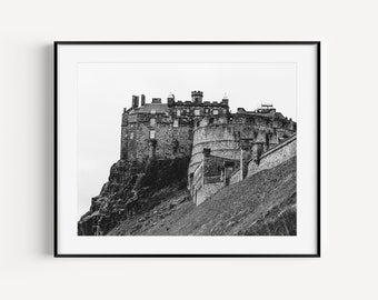 Black and White Edinburgh Castle Print, Scotland Photography, Edinburgh Gift, UK Wall Art, Scottish Wall Decor, Edinburgh Travel Print
