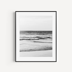 Black and White Ocean Waves Beach Photography, Neutral Beach Print, Coastal Wall Decor, Beach Gift, Minimalist Wall Art for Beach House