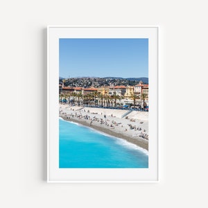 Impresión de una bonita playa de Francia, póster del sur de Francia, fotografía de viajes a la Costa Azul, regalo de la Riviera Francesa, decoración de pared costera para una casa de playa
