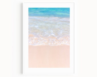 Pink Sand Beach Horseshoe Bay Bermuda Photography, Ocean Waves Print, Coastal Wall Decor, Decor for Beach House Living Room, Bermuda Gift,