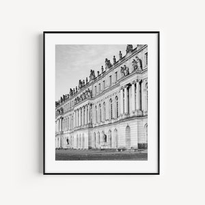 Palace of Versailles Print, Black and White Paris Photography, Europe Travel Poster, French Home Decor, Architecture Poster, Large Wall Art