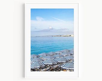Beach Umbrella Print, French Riviera Beach Print, Nice France, Beach Aerial Print, Cote D'Azur Beach Photography, Beach Umbrella Wall Decor