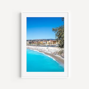 Bonito arte de la pared de Francia, impresión de la playa de la Riviera francesa, sur de Francia, fotografía de viajes de la Costa Azul, gran decoración de la pared costera para la casa de la playa