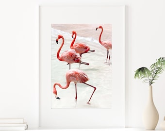 Pink Flamingo Print, Flamingo Wall Decor, Flamingo Gift, Flamingo Home Decor, Tropical Bird Print, Tropical Wall Art, Flamingo Art