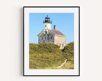 Coastal Wall Art, Block Island North Light, Beach Travel Photography, Rhode Island, New England, Lighthouse Wall Decor for Beach House