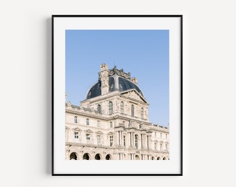 Louvre Museum Print, Neutral Paris Wall Art, Travel Photography, Paris Architecture, Europe Travel Poster, French Home Decor for Living Room