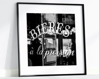 Square Paris Cafe Print, Black and White Paris Travel Photography, French Restaurant, Paris Cafe Street Art Wall Decor for Kitchen Wall Art