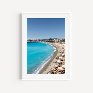 French Riviera Beach Print, Nice France Art, South of France Travel Photography, Mediterranean Sea, Cote D'Azur Wall Decor for Living Room