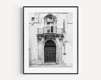 Black and White Door Print, Puglia Italy Doorways Wall Art, Travel Photography, European Door Poster, Mediterranean Wall Decor for Entryway