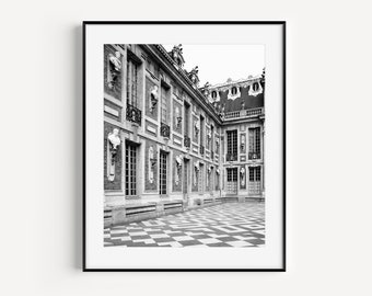 Palace of Versailles, Black and White Architecture Print, Paris Photography, French Home Decor, Large Wall Art for Living Room or Entryway
