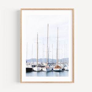 Sailboat Print, Coastal Wall Decor, Neutral Beach Photography, Nautical Home Decor, Boat Wall Art for Beach House Living Room or AirBnb