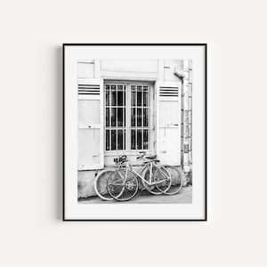 Black and White Bicycle Photography, Bicycle Wall Decor, Bike Print, Europe Travel Poster, Minimalist Large Wall Art, Cycling Poster