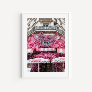 Pink Paris Cafe, La Favorite Parisian Cafe, French Restaurant, Pastel Travel Photography, Girly Wall Decor, Floral Cafe Wall Art for Kitchen