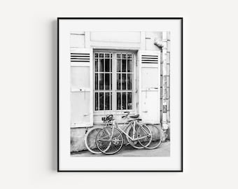 Black and White Bicycle Photography, Bicycle Wall Decor, Bike Print, Europe Travel Poster, Minimalist Large Wall Art, Cycling Poster