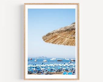 Positano Italy Umbrellas, Amalfi Coast Photography, Italian Beach Print, Mediterranean Beach, Travel Photography, Wall Art for Beach House