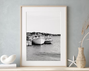 Boat Print, Black and White Nautical Print, Coastal New England, Martha's Vineyard Beach Poster, Preppy Wall Decor, Minimalist Wall Art