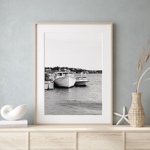 Boat Print, Black and White Nautical Print, Coastal New England, Martha&#39;s Vineyard Beach Poster, Preppy Wall Decor, Minimalist Wall Art