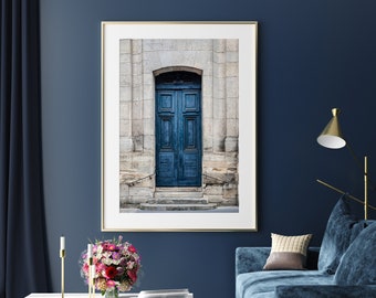 Blauwe Parijs deur print, Parijse deuropeningen, reisfotografie, deuren van Europa poster, minimalistische muurkunst, Parijs fotografie voor woonkamer