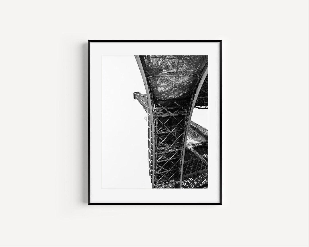 Eiffel Tower Architecture, Black and White Paris Photography, French